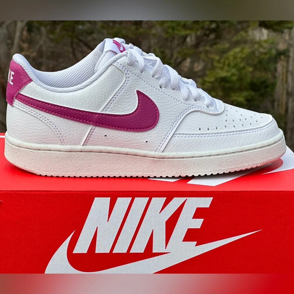 Nike Court Vision Low Womens 7 Youth 5.5Y White Sustainable Casual Sneaker NEW